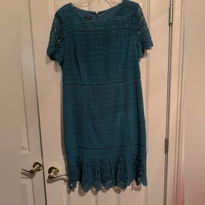 Talbots Green Fully-Lined Dress with Crochet Detail